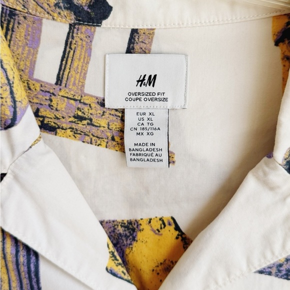 H&M Oversized Fit Cotton Short Sleeve Button Down - Picture 3 of 5
